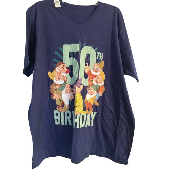 NWT Navy Blue Seven Dwarfs 50th Birthday Tee Shirt Size 2XL - Picture 1 of 4